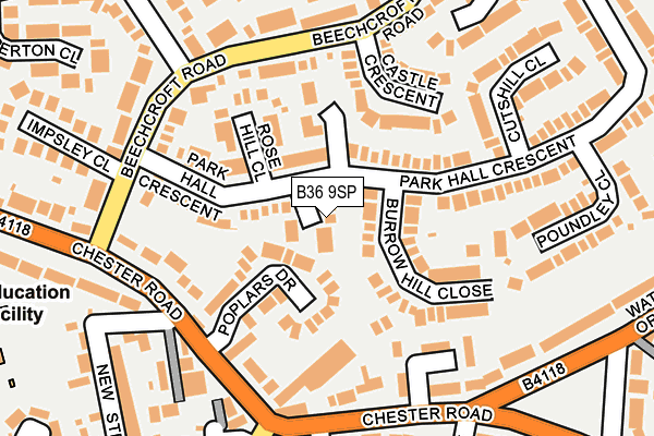 B36 9SP map - OS OpenMap – Local (Ordnance Survey)