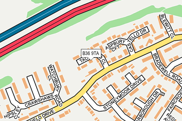 B36 9TA map - OS OpenMap – Local (Ordnance Survey)