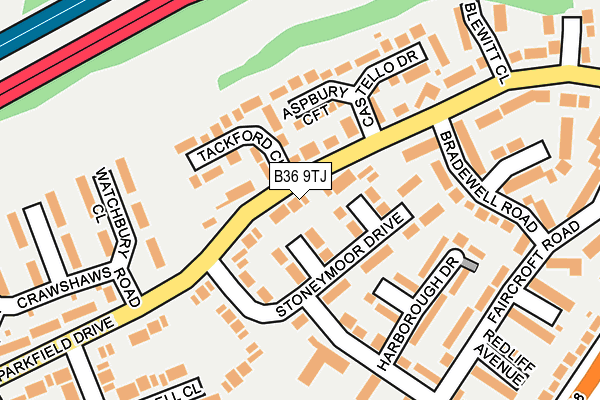 B36 9TJ map - OS OpenMap – Local (Ordnance Survey)