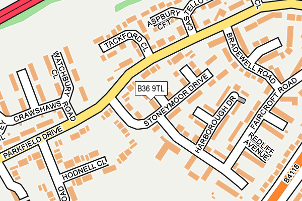 B36 9TL map - OS OpenMap – Local (Ordnance Survey)