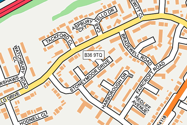 B36 9TQ map - OS OpenMap – Local (Ordnance Survey)