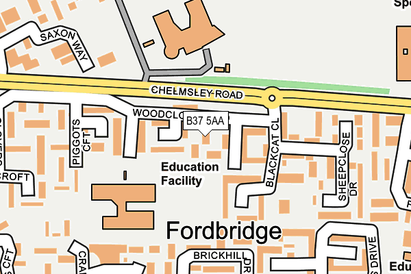 B37 5AA map - OS OpenMap – Local (Ordnance Survey)