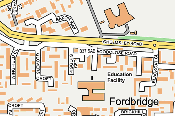 B37 5AB map - OS OpenMap – Local (Ordnance Survey)