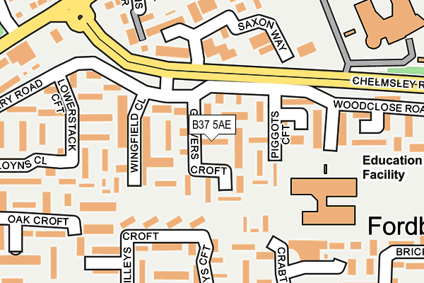 B37 5AE map - OS OpenMap – Local (Ordnance Survey)