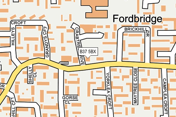 B37 5BX map - OS OpenMap – Local (Ordnance Survey)