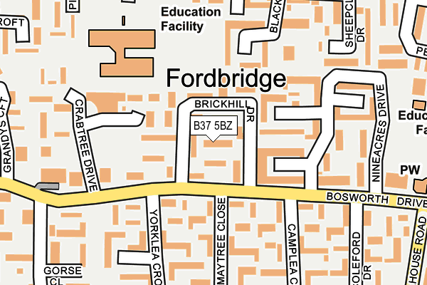 B37 5BZ map - OS OpenMap – Local (Ordnance Survey)
