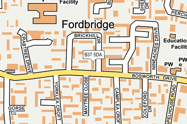 B37 5DA map - OS OpenMap – Local (Ordnance Survey)