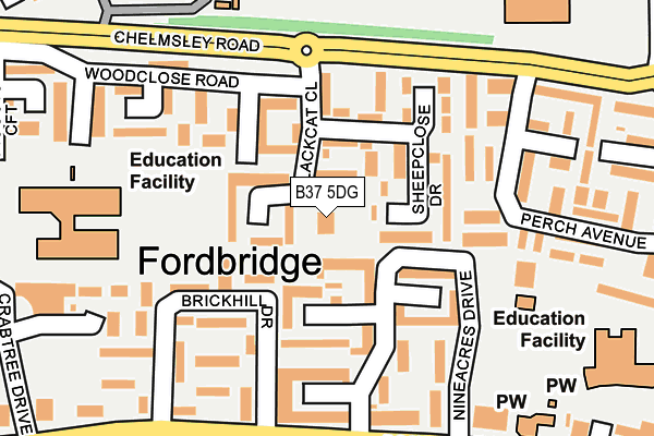 B37 5DG map - OS OpenMap – Local (Ordnance Survey)