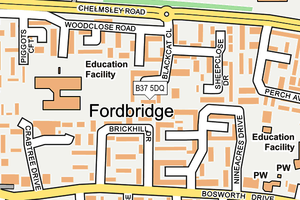 B37 5DQ map - OS OpenMap – Local (Ordnance Survey)