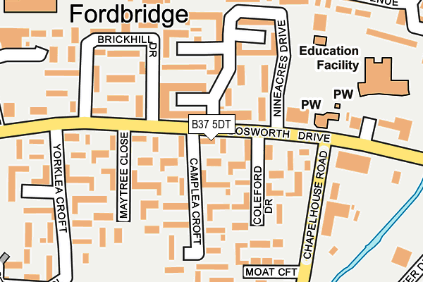 B37 5DT map - OS OpenMap – Local (Ordnance Survey)