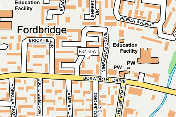 B37 5DW map - OS OpenMap – Local (Ordnance Survey)