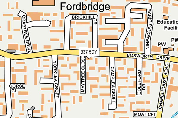 B37 5DY map - OS OpenMap – Local (Ordnance Survey)