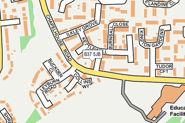 B37 5JB map - OS OpenMap – Local (Ordnance Survey)