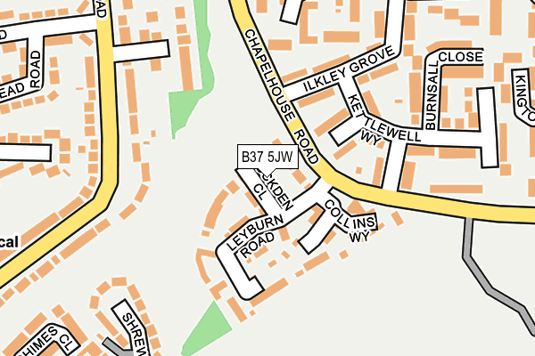 B37 5JW map - OS OpenMap – Local (Ordnance Survey)