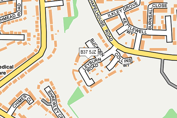 B37 5JZ map - OS OpenMap – Local (Ordnance Survey)