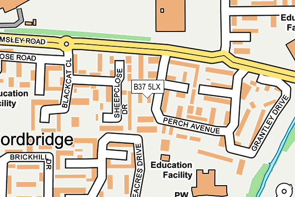 B37 5LX map - OS OpenMap – Local (Ordnance Survey)