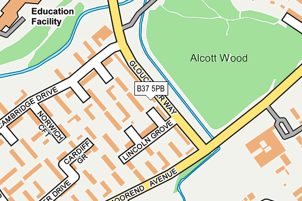B37 5PB map - OS OpenMap – Local (Ordnance Survey)