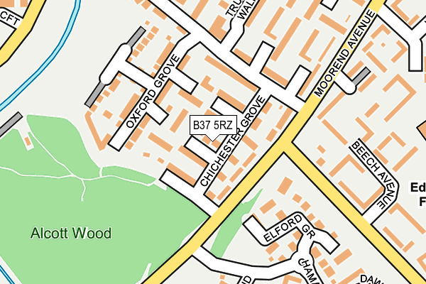 B37 5RZ map - OS OpenMap – Local (Ordnance Survey)