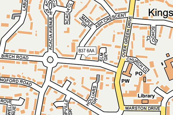 B37 6AA map - OS OpenMap – Local (Ordnance Survey)