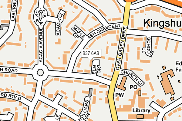 B37 6AB map - OS OpenMap – Local (Ordnance Survey)