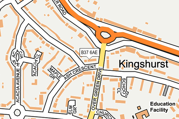 B37 6AE map - OS OpenMap – Local (Ordnance Survey)
