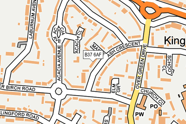 B37 6AF map - OS OpenMap – Local (Ordnance Survey)