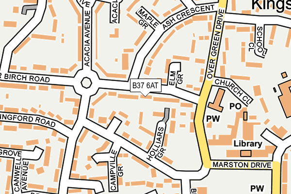 B37 6AT map - OS OpenMap – Local (Ordnance Survey)