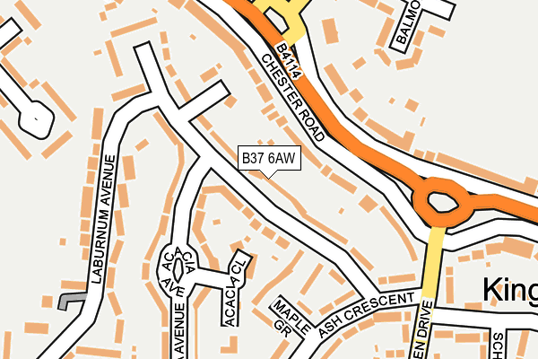 B37 6AW map - OS OpenMap – Local (Ordnance Survey)