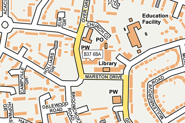 B37 6BA map - OS OpenMap – Local (Ordnance Survey)