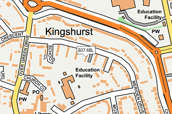 B37 6BL map - OS OpenMap – Local (Ordnance Survey)