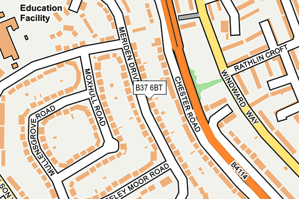 B37 6BT map - OS OpenMap – Local (Ordnance Survey)