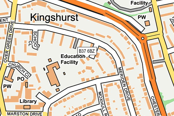 B37 6BZ map - OS OpenMap – Local (Ordnance Survey)