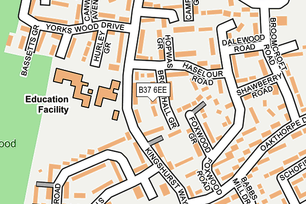 B37 6EE map - OS OpenMap – Local (Ordnance Survey)