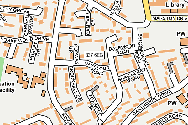 B37 6EG map - OS OpenMap – Local (Ordnance Survey)