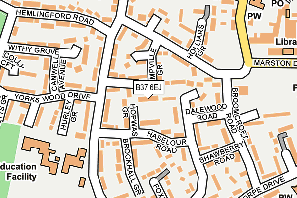 B37 6EJ map - OS OpenMap – Local (Ordnance Survey)