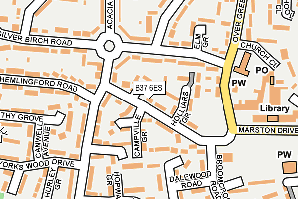 B37 6ES map - OS OpenMap – Local (Ordnance Survey)