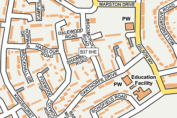 B37 6HE map - OS OpenMap – Local (Ordnance Survey)