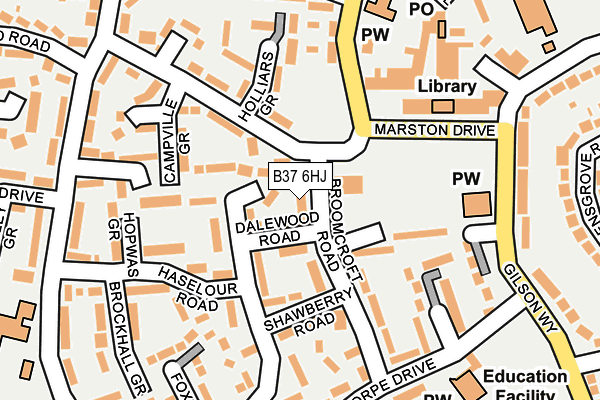 B37 6HJ map - OS OpenMap – Local (Ordnance Survey)