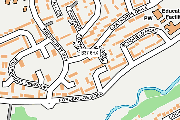 B37 6HX map - OS OpenMap – Local (Ordnance Survey)