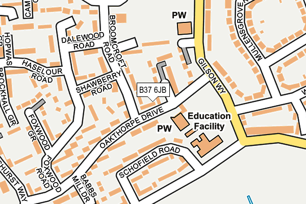 B37 6JB map - OS OpenMap – Local (Ordnance Survey)