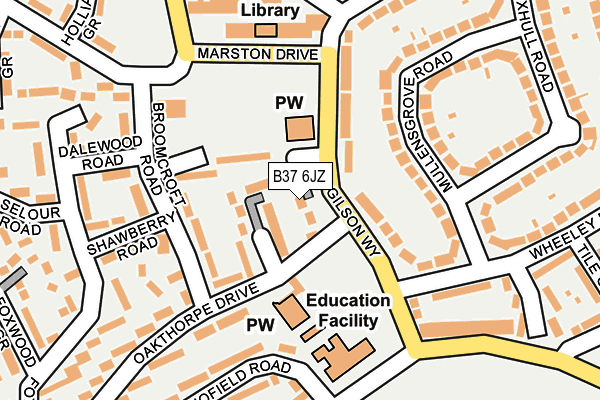 B37 6JZ map - OS OpenMap – Local (Ordnance Survey)