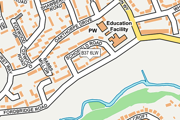 B37 6LW map - OS OpenMap – Local (Ordnance Survey)