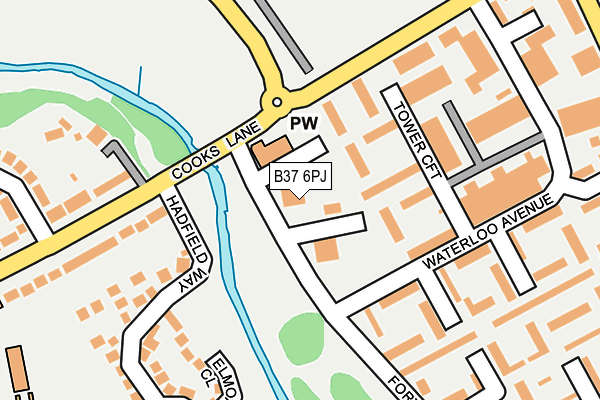 B37 6PJ map - OS OpenMap – Local (Ordnance Survey)