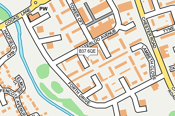 B37 6QE map - OS OpenMap – Local (Ordnance Survey)