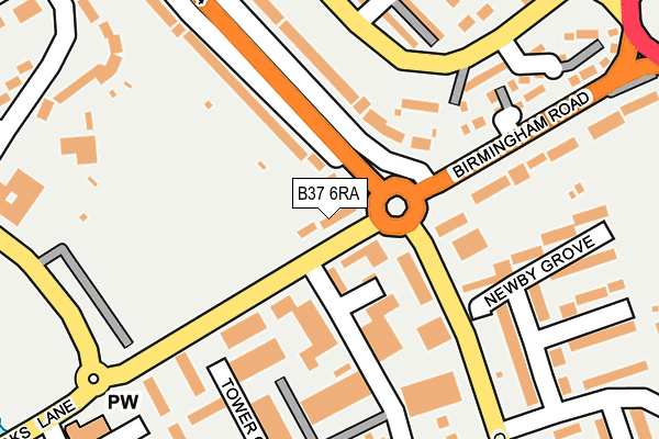 B37 6RA map - OS OpenMap – Local (Ordnance Survey)