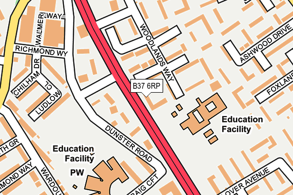 B37 6RP map - OS OpenMap – Local (Ordnance Survey)