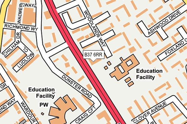 B37 6RR map - OS OpenMap – Local (Ordnance Survey)
