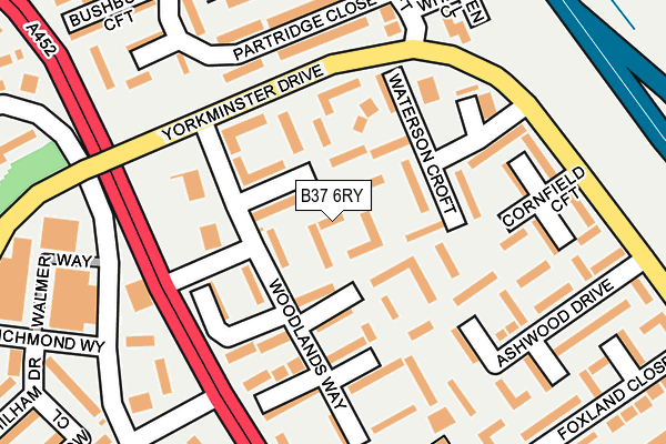 B37 6RY map - OS OpenMap – Local (Ordnance Survey)