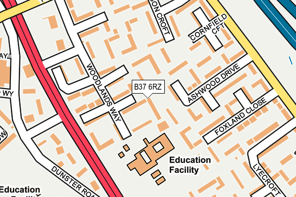 B37 6RZ map - OS OpenMap – Local (Ordnance Survey)