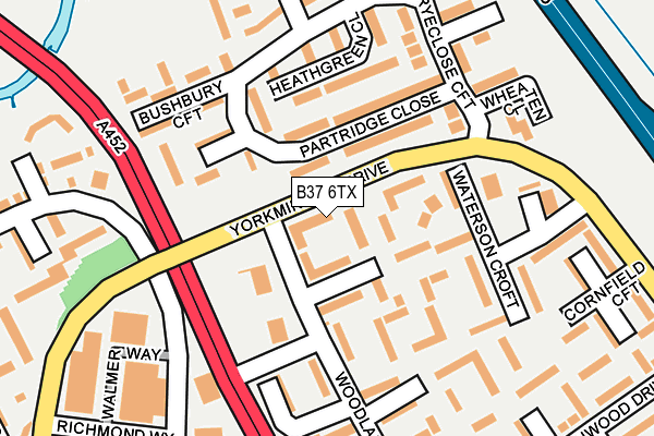 B37 6TX map - OS OpenMap – Local (Ordnance Survey)